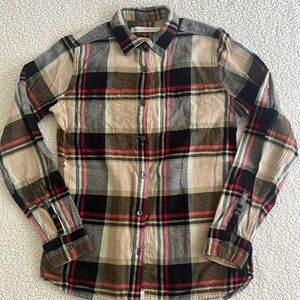 🟤Women’s small plaid button down 100 % cotton